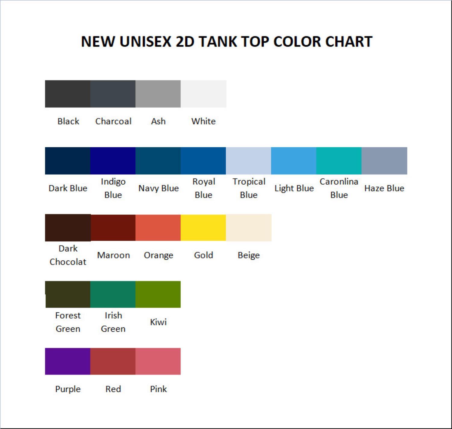 tank top color chart - Supernatural Store