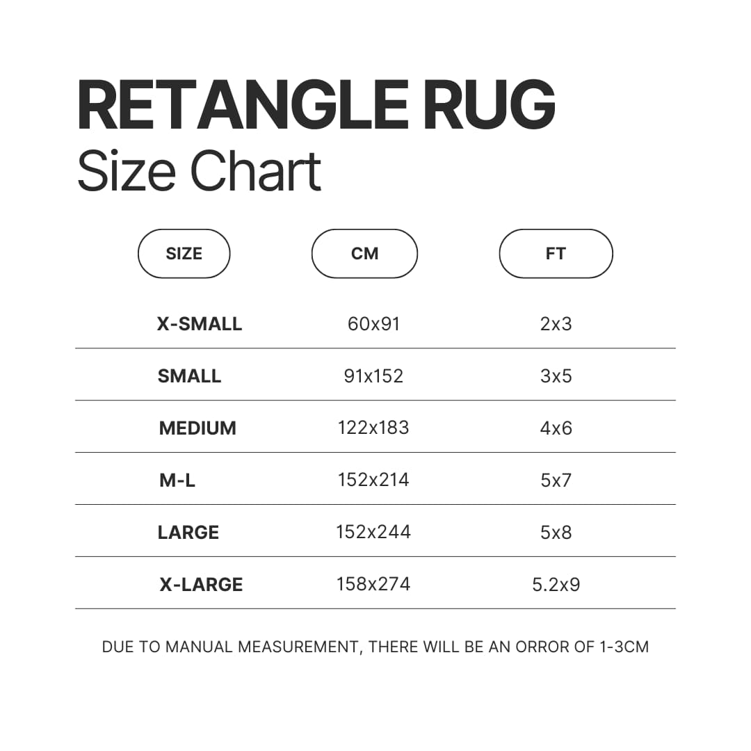 Retangle Rug Size Chart - Supernatural Store