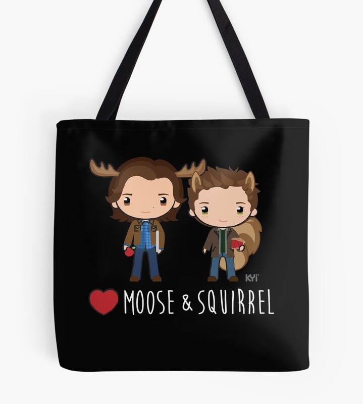 Love Moose And Squirrel Supernatural Tote Bag