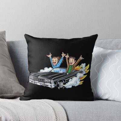 Sam And Dean Burn Rubber Throw Pillow